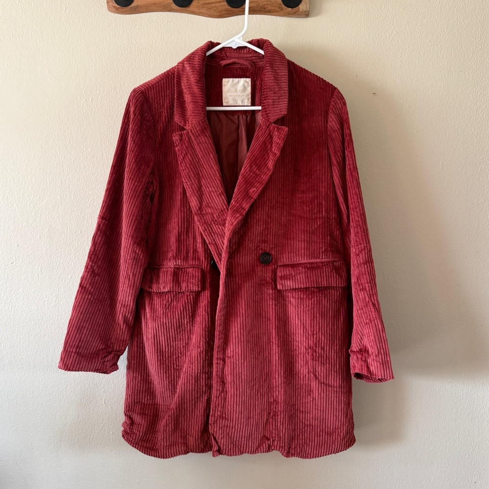 Altar’d State Maroon Corduroy Cotton Bohemian Blazer Jacket size M